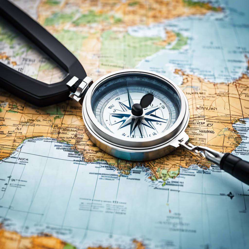 Compass on map showing North America terrain, symbolising navigation in property investment.