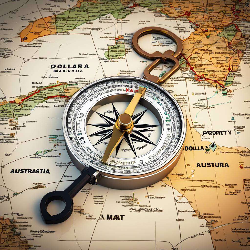 Compass, vintage map, and ornate key symbolising Australias property market exploration.