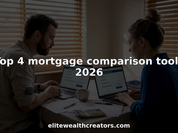 Couple comparing top mortgage comparison tools at home.