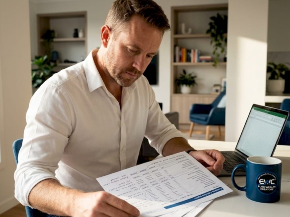 Middle-aged investor reviewing property cash flow