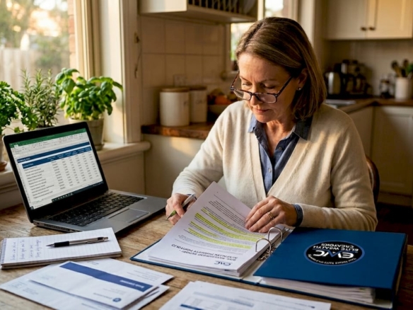 Investor at home reviewing risk documents