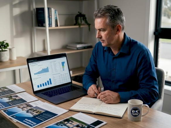 Investor reviewing property market data